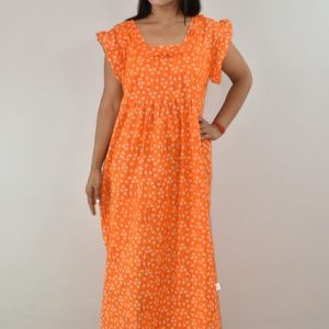 Yellow Maxi Nighty With Kuchi
