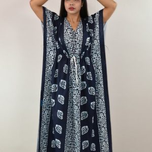 Blue cotton Kaftan Nighty