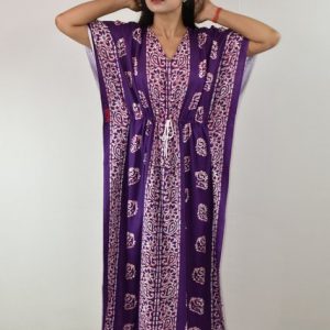 Purple Cotton Kaftan Nighty