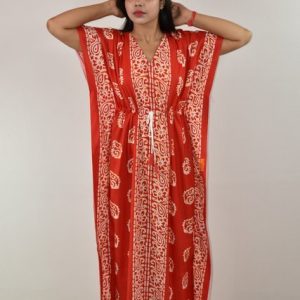 Red Cotton Kaftan Nighty