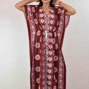 Maroon Cotton Kaftan Nighty