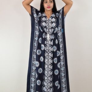 Blue cotton Kaftan Nighty
