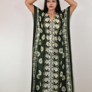 Green Cotton Kaftan Nighty