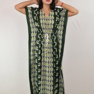 Green Cotton Kaftan Nighty