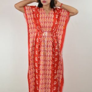 Red Cotton Kaftan Nighty