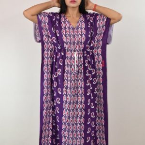 Purple Cotton Kaftan Nighty