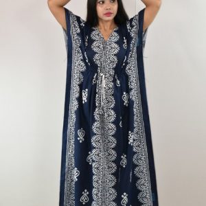 Blue cotton Kaftan Nighty