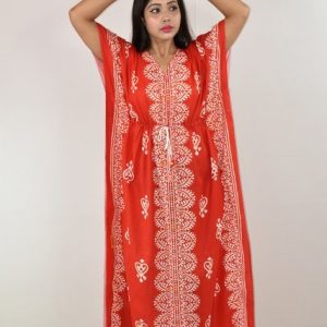 Red Cotton Kaftan Nighty