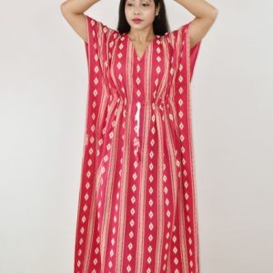 Pink Cotton Kaftan Nighty