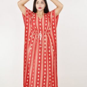 Red Cotton Kaftan Nighty
