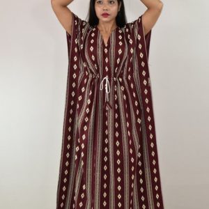 Maroon Cotton Kaftan Nighty