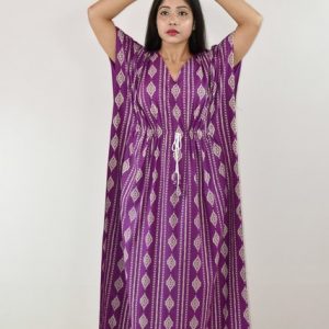 Purple Cotton Kaftan Nighty