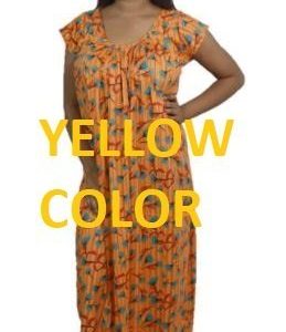 BDROX Cotton Round neck Yellow Base flower printed Nighty_meesho#IvcMQZhY