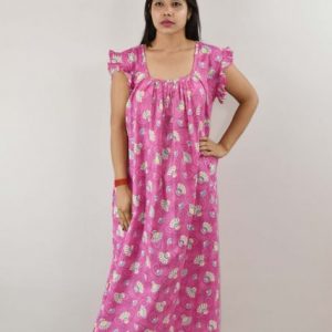 BDROX Cotton Pink Maxi Nighty