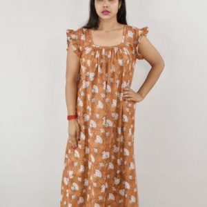 BDROX Cotton Brown Maxi Nighty