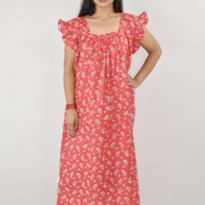 BDROX Cotton Red Maxi Nighty