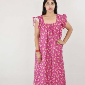 BDROX Cotton Pink Maxi Nighty