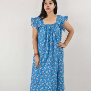 BDROX Cotton Blue Maxi Nighty