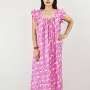 BDROX Cotton Pink Maxi Nighty