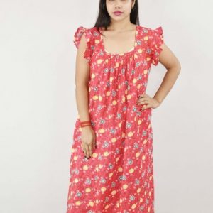 BDROX Cotton Red Maxi Nighty