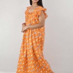 BDROX Cotton Brown Maxi Nighty