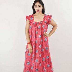 BDROX Cotton Red Maxi Nighty