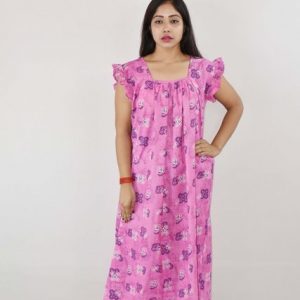 BDROX Cotton Pink Maxi Nighty