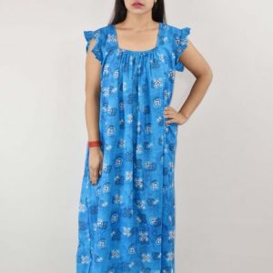 BDROX Cotton Blue Maxi Nighty