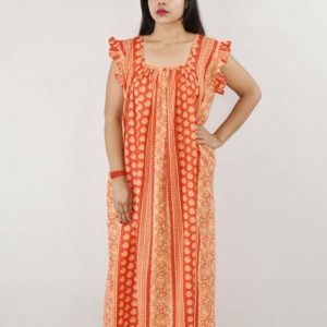 BDROX Cotton Red Maxi Nighty