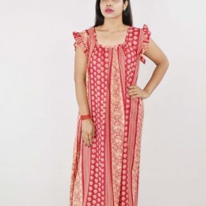 BDROX Cotton Pink Maxi Nighty