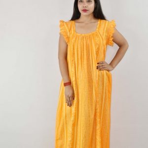 BDROX Cotton Yellow Maxi Nighty
