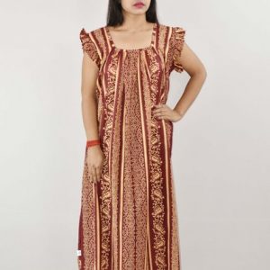 BDROX Cotton Maroon Maxi Nighty