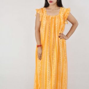 BDROX Cotton Yellow Maxi Nighty