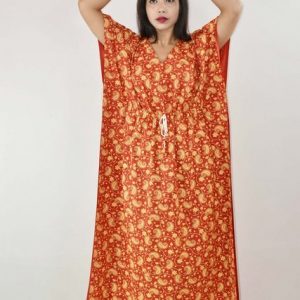 Red Cotton Kaftan Nighty