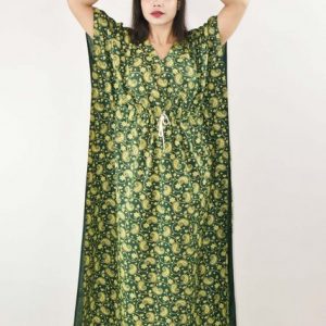 Green Cotton Kaftan Nighty