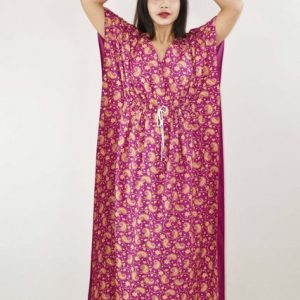 Pink Cotton Kaftan Nighty