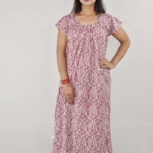 Red cotton Maxi Nighty With Sleeveless