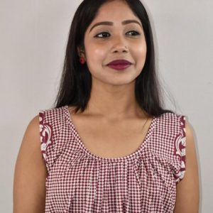 Maroon cotton Maxi Nighty With Sleeveless
