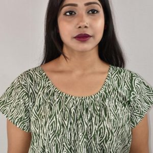 green cotton Maxi Nighty With Short Sleeve