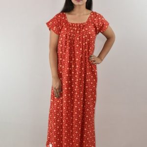 RedCotton Maxi Nighty Square Neck Short Sleeves
