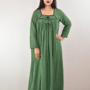 Green Winter Wooolen Cotton Nighty Square neck With Pipien