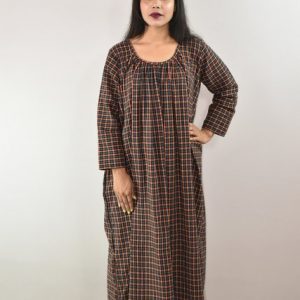 Orange Winter Wooolen Cotton Nighty Round neck