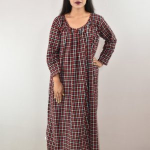 Red Winter Wooolen Cotton Nighty Round neck