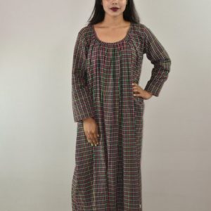 Red & Green Winter Wooolen Cotton Nighty Round neck