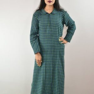 Blue Winter Wooolen Cotton Nighty with Chain