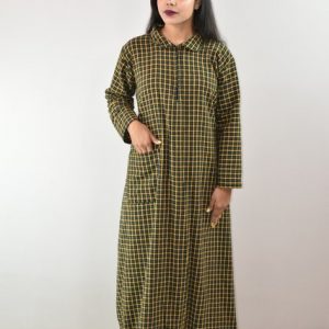 Yellow Winter Wooolen Cotton Nighty with Chain