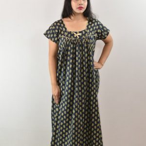 Blue Square Neck Short Sleeve With Pipien