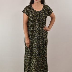 Blue Round Neck Short Sleeve Maxi Nighty