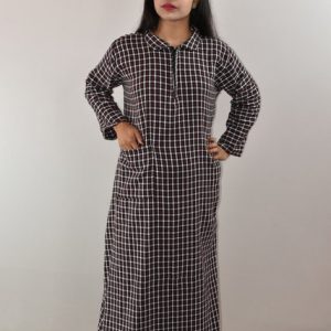 Maroon Winter Wooolen Cotton Nighty with Chain