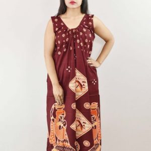 Maroon cotton Sleeveless maxi